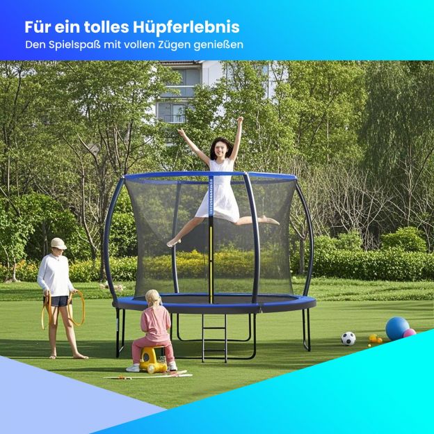 305 cm batuut, aiabatuut turvavõrguga, 180 cm kõrged kaardus postid