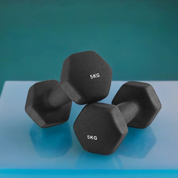 Käsitõstekangid, 2-osaline komplekt, 5 kg, jõutreening, kodus, kontoris, jõusaalis, must SYL60BK