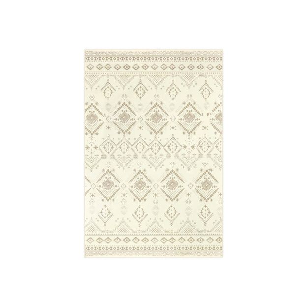 Boho vaip, 120 x 170 cm, magamistoa vaip, elutoa vaip, libisemiskindel vaip, pestav vaip, kohev, kaunistus, elutuppa, liivabež TAR027L02