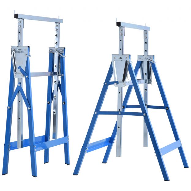 2 x tellingujalg tugijalg kokkupandav jalg kõrguse reguleerimisega kuni 200kg teras sinine 68x58x80-130cm ehitamiseks ja renoveerimiseks.de