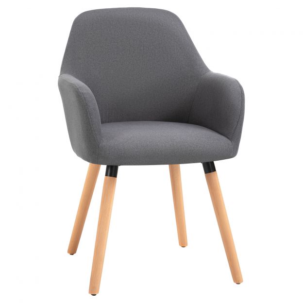 Söögitool polsterdatud tool libisemisvastase tumehalli linase kangaga pöögipuu 56x60x85 cm elutuppa ja söögituppa.