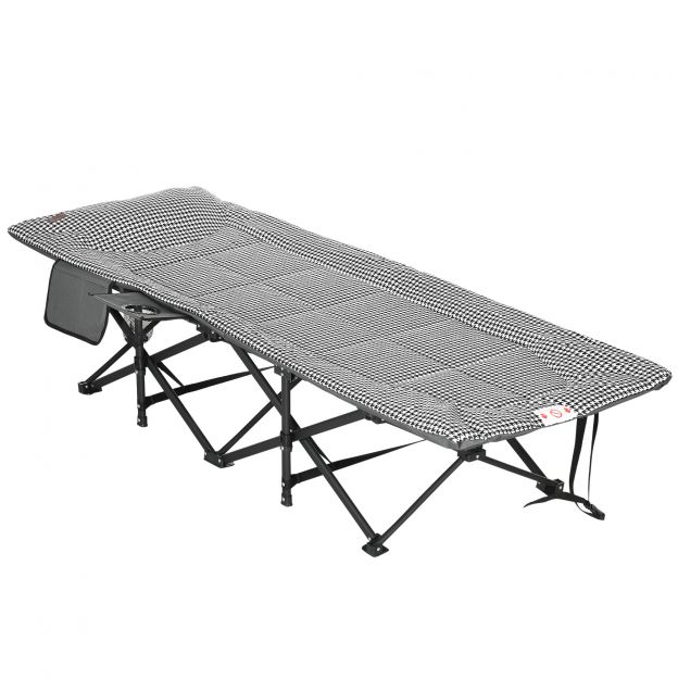 Välivoodi matkavoodi kotiga & topsihoidjaga kuni 120kg, must 68x186x48cm, ideaalne telkimiseks & välitingimustes.