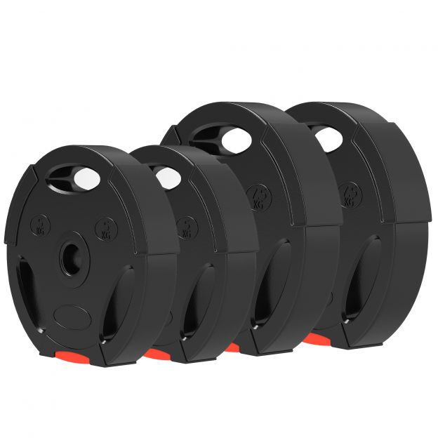 SPORTNOW 4-osaline hantlikomplekt, 2 x 5 kg/7,5 kg raskused, hantlikettakomplekt, raskuskettad 2,5 cm hantlivarrele, Ø 30 mm ava, must