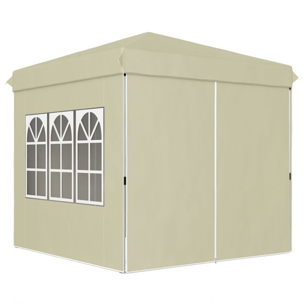 Paviljon ca.2,5x2,5m, veekindel stabiilne talvekindel pop-up kokkupandav paviljon, UV-kaitse 50+, kokkupandav peotelk aiatelk 4 küljega kott aiamajake telkimiseks aeda, kreemvalge