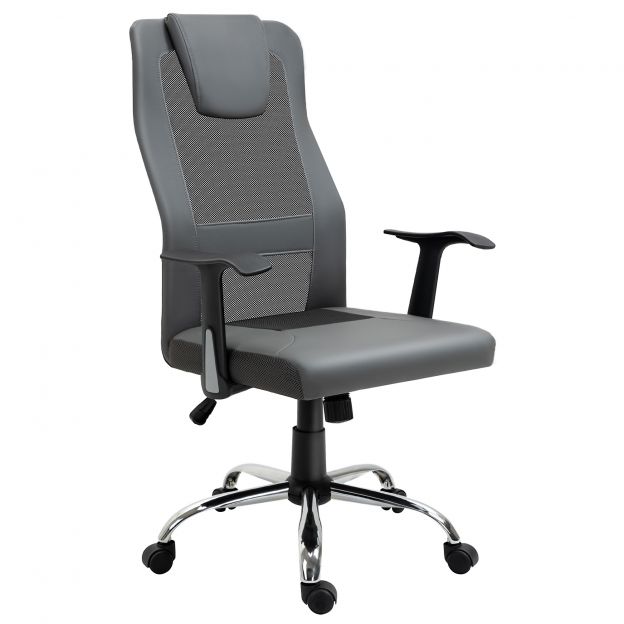 Vinsetto ergonoomiline kontoritool kiikfunktsiooniga, kõrguse reguleeritav & 360° pööratav, kirjutuslauatool käetugedega, kuni 120 kg, hall.