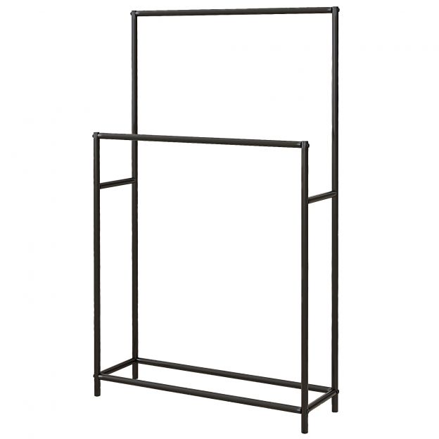 Rätikute hoidja, iseseisev rätikualus 2 rätikuvardaga, vannirätikuhoidja vannituppa, metall, 66 x 20 x 110 cm, must