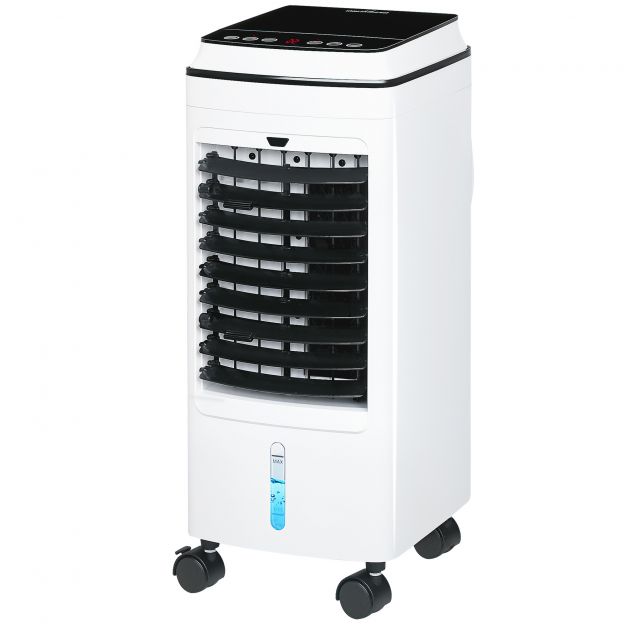 3-ühes mobiilne kliimaseade õhuniisutusega veejahutus 60° oskilleeriv 4L kliimaseade 8h taimeriga, unerežiimid, 75W õhujahuti kaugjuhtimispuldiga, 20 ㎡ jaoks Valge