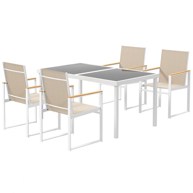 5-osaline söögikomplekt 4-le inimesele, eemaldatav söögilaud 4 tooliga, söögitoakomplekt köögilaua komplekt terasraamiga, rõdumööbel aiamööbel terrassile, rõdule mitmevärviline