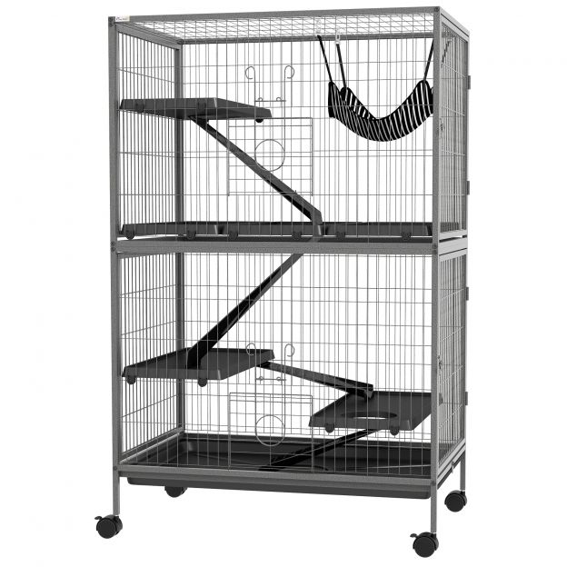 Mitmefunktsionaalne näriliste puur 4 platvormi 3 kaldteed 4 ust Mõõdud 80P x 52L x 128K cm Teras Hall Hõbedane Must
