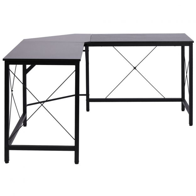Arvutilaud L-kujuline nurgalaud 150x150x76cm MDF must, kaasaegne nurgalaud kontorisse ja kodukontorisse.