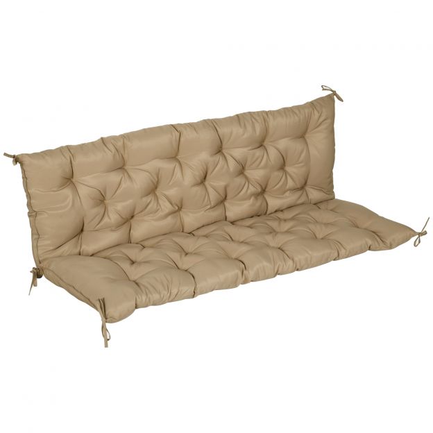 3-kohaline pingipadi 150x98x8 cm pingipadi paeltega, istmepadi, väli-/siseistmepadi, istmekate, istmepolster, pingipolster aiamööblile, istmepink kiiktoolile, khaki
