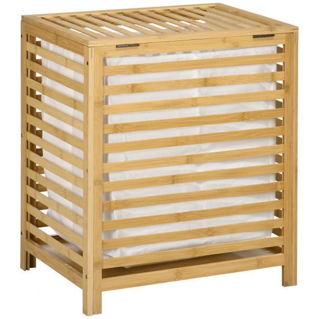 Pesukorv 55L bambusest pesukast kaanega ja eemaldatava pesukotiga magamistuppa ja vannituppa 50x36x60cm naturaalne.de