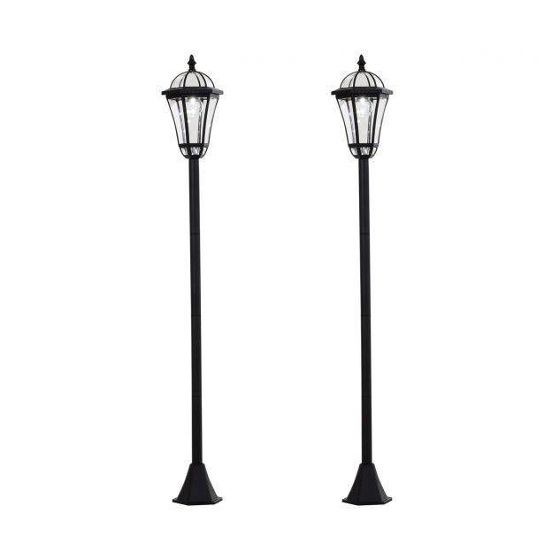 2-osaline päikesetänavavalgusti LED, IP44, ABS, Ø18,5 x K129 cm, energiasäästurežiim, veekindel, roostevabast terasest aiavalgusti, must
