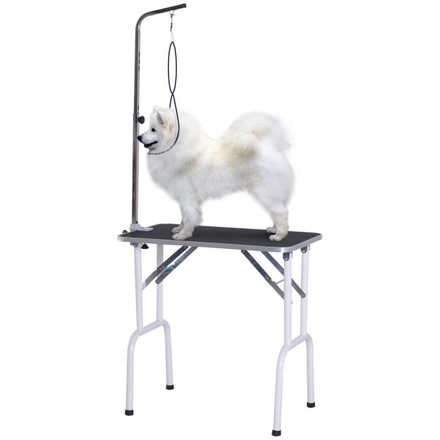 Kokkupandav hoolduslaud koertele 81x48x80cm musta metallraamiga, ideaalne hooldamiseks ja lemmikloomahoolduseks.