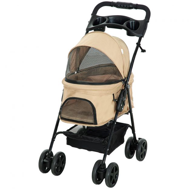 Koerakäru Koeravanker Kokkupandav funktsioon Lemmikloomade jalutuskäru väikestele koertele kassidele Lemmikloomakäru Oxford Khaki 67x45x96cm.de
