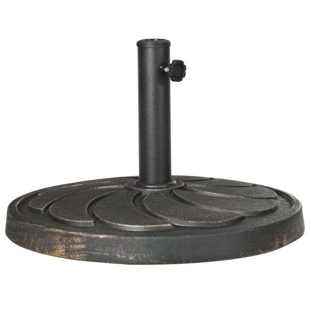Päikesevarju alus 18 kg Ø38/48 mm varrile, ümmargune aiapäikesevarju alus pronksist kunstvaigust.