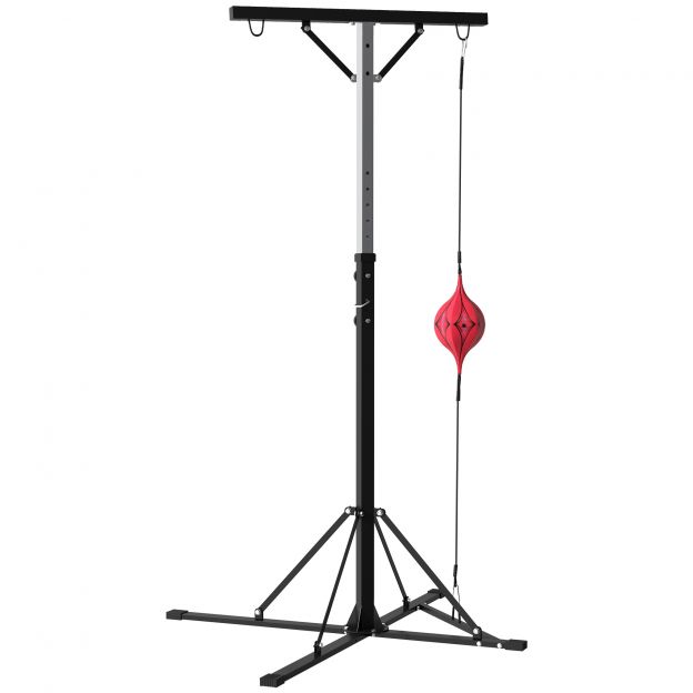 SPORTNOW reguleeritava kõrgusega poksikoti alus, iseseisev poksikotihoidik kiirpalliga, kuni 60 kg kandevõime, teras, must