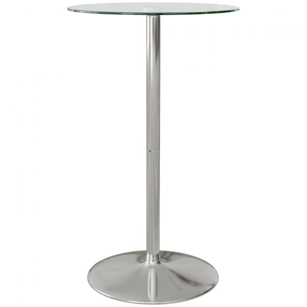 Bartisch köök ümmargune seisulaud karastatud klaasplaadiga 60x60x102cm kaasaegne disain pärastlõunateeks väike hõbedane.