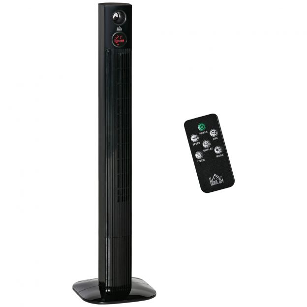 Põrandaventilaator kaugjuhtimispuldiga 45W 12H taimer 70° ostsillatsioon 3 ventilatsioonitaset aroomidifusoriga 31,5x31,5x117cm must.
