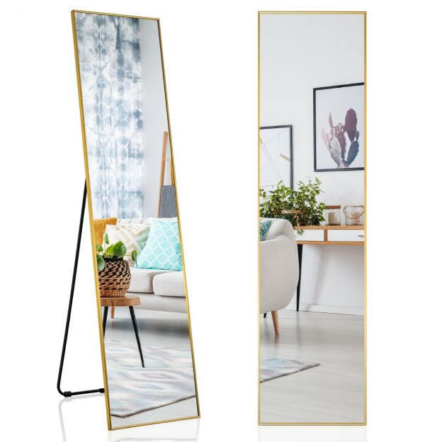 160 × 40 cm täiskehapeegel, 2-ühes põrandapeegel ja seinapeegel, purunemiskindlast klaasist, kuldne