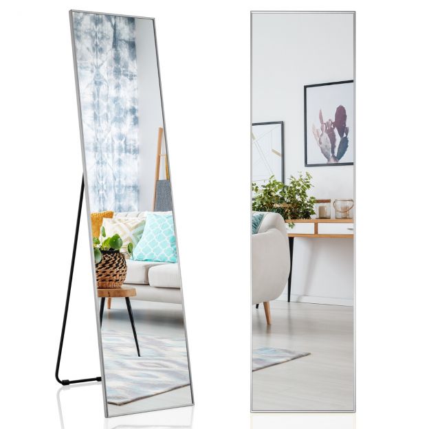 160 × 40 cm täispikk peegel, 2-ühes põrandapeegel ja seinapeegel purunemiskindlast klaasist, hõbedane