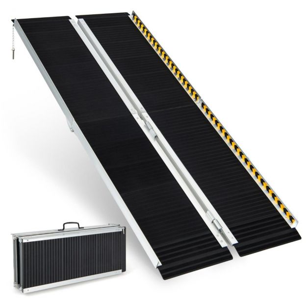 183 x 74 cm ratastooliramp, kaasaskantav ja libisemisvastane kokkupandav ramp, kuni 272 kg kandevõimega, alumiinium