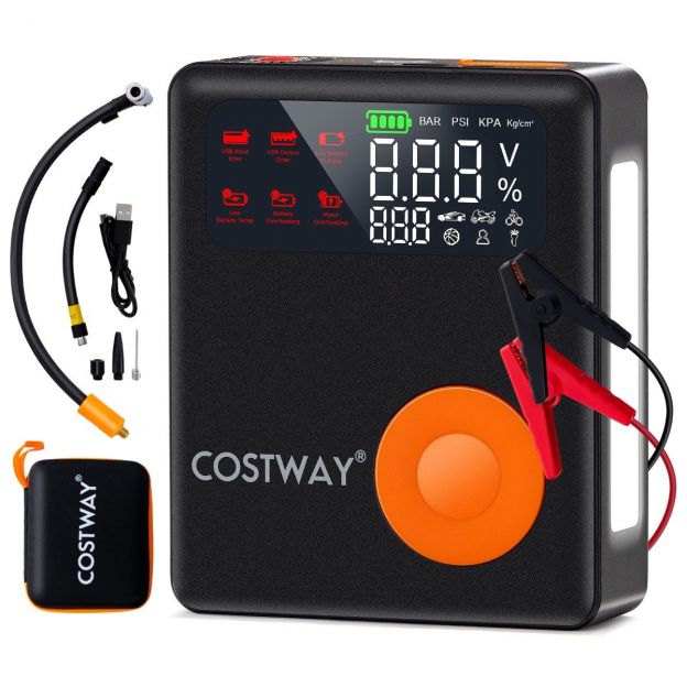 2000A 12V autoaku käivitusabi 150PSI digitaalne rehvipump ja õhukompressor ning LED-ekraaniga 13000mAh akupank