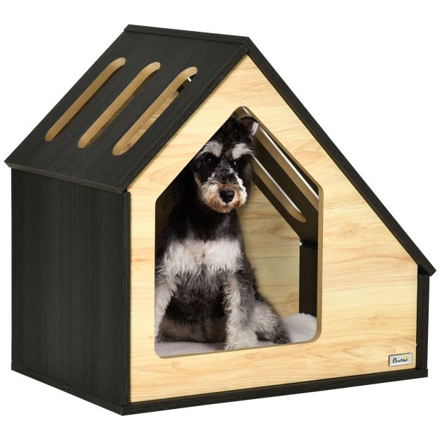 Puidust koerakuut Hubane siseruumides kassikoobas ja koeramagamiskoht padjaga, väikestele koertele kuni 8 kg, 60x40x59,2 cm| Aosom