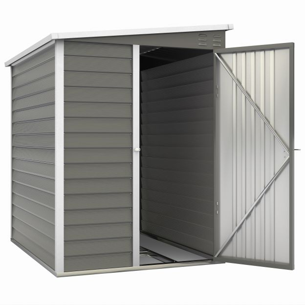 Metallist tööriistakuur 2,3m² 142x184x181cm tööriistakuur vundamendiga kaldkatus aken lukustatav uks kindad ilmastikukindel aiakuur välikuur aed tagahoov helehall