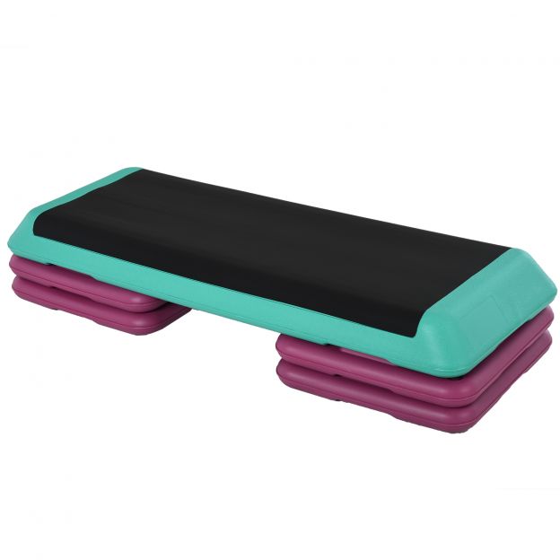 Stepper Aeroobika Fitness Kodune treeningseade Stepper kõrguse reguleerimine 10cm 15cm 20cm PVC PP Must Roheline Lilla 110x40x20cm tõhusaks treeninguks.
