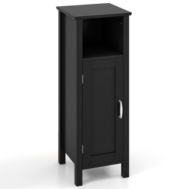 Vannitoakapp avatud riiuliga lisakapp hoiukapp 30 x 30 x 80 cm must