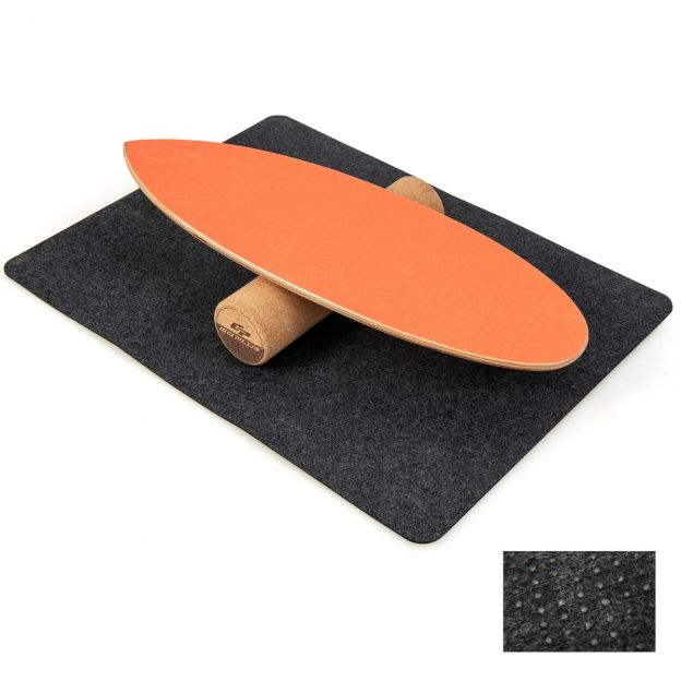 Puidust tasakaalulaud Wobble Board rulliga ja tekiga 3-ühes tasakaalulaua komplekt oranž