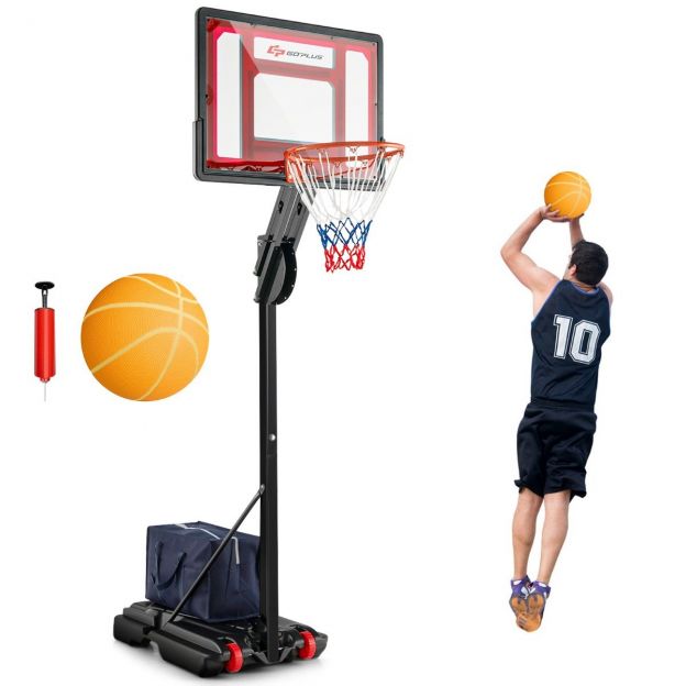 105-260 cm kõrgusega reguleeritav korvpallikorv koos aluse ja 2 rattaga