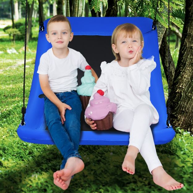Puukiik pesakiik reguleeritava köiega õuekiik 83 x 155 cm sinine