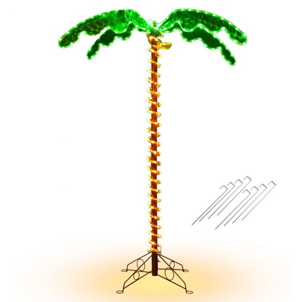 kunstlik LED-valgustusega palm kokkupandava alusega 118 x 80 x 154 cm