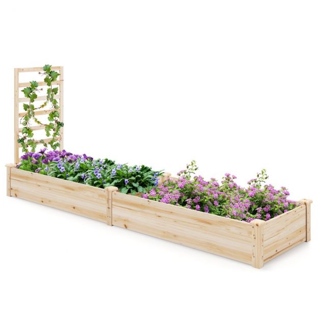 Kuusepuidust kõrgpeenar ronimisvõrega istutuskast aiavõre 235 x 63 x 102 cm naturaalne