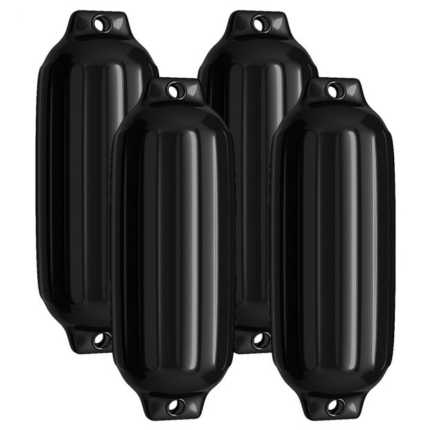 4-osaline paadifenderi komplekt: pikk fender, kerafender, paadi põrkekaitse, kaifender, must, 68,5 × 21,5 cm