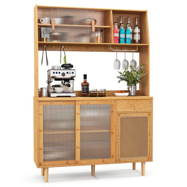 Buffetikapp ülaosaga, köögikapp, bambus, 120 × 35 × 175 cm, Naur