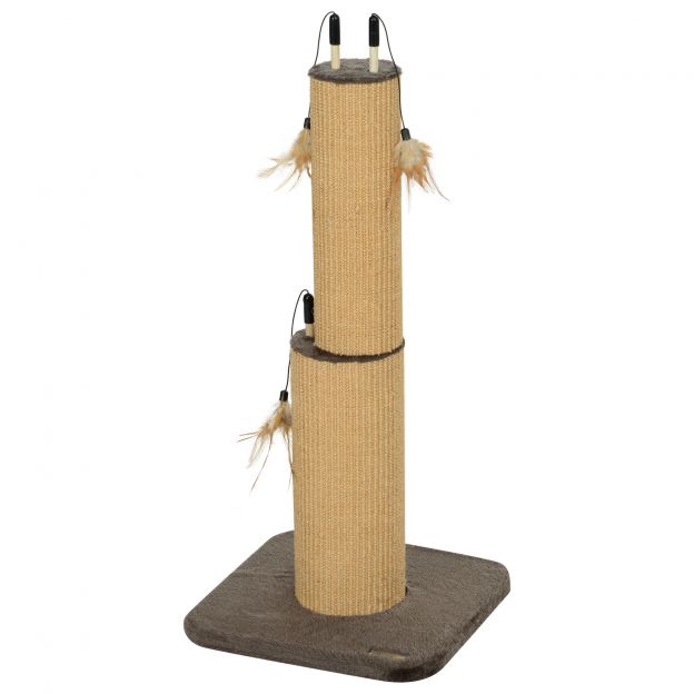 2-in-1 kraapimispost, 78 cm kraapimissammas, džuudist kasside kraapimispuu sulgedega, kraapimispuu kassidele, kasside kraapimismööbel, siseruumides, pruun