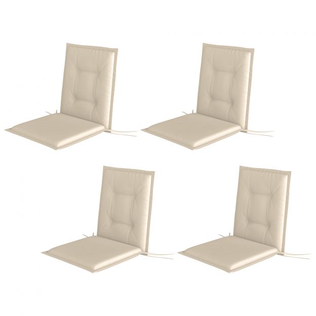 4-osaline istmepatjade komplekt 108 x 50 x 5 cm toolipad paeltega, väli- ja sisetingimustes istmepadi, istmepolster, pingipolster aiamööblile, istetool, söögitool, beež