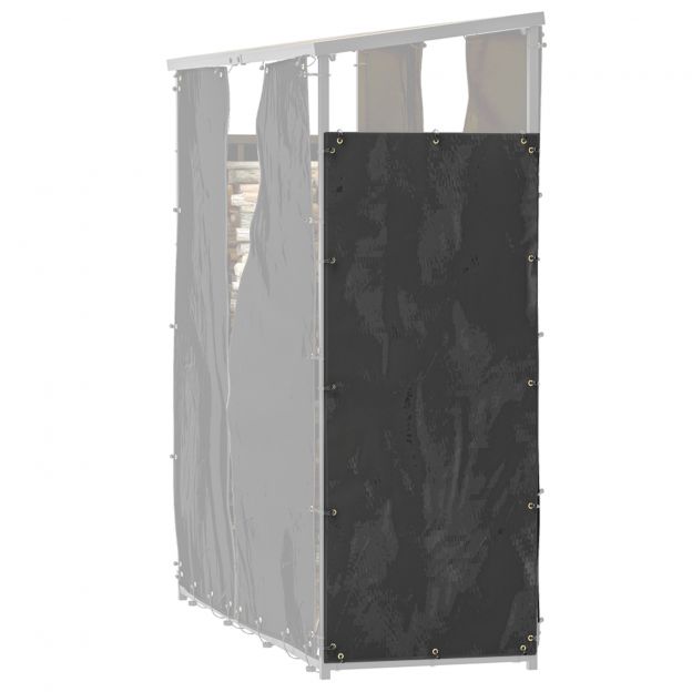 2-osaline kaminapuude riiuli kate, 148 x 62 cm, veekindel 600D Oxford, UV-kaitse, küttepuude riiuli kate, küttepuude riiulile 62-66T x 185H cm, must