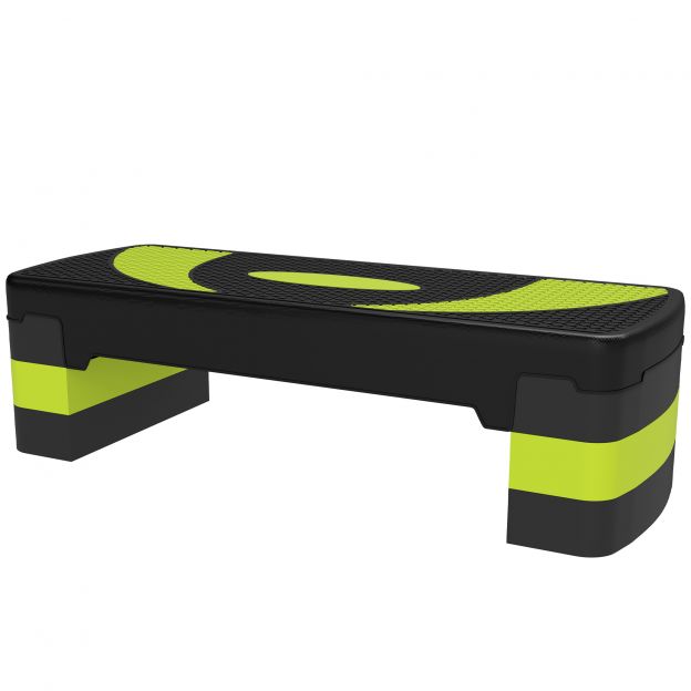Aerobikastepiga stepipink, reguleeritava kõrgusega 3 astet (10/15/20 cm) fitness kodune treeningseade siseruumidesse ja välitingimustesse, kandevõime kuni 150 kg, roheline