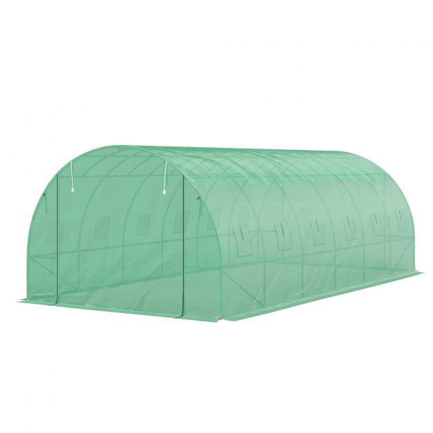 Kasvuhoone umbes 6 x 3 x 2 m kilekasvuhoone 12 aknaga, rulluks, rullitavad külgseinad, UV-kindel kiletunnel, talvekindel tomatimaja maapinnakinnitusega, roheline