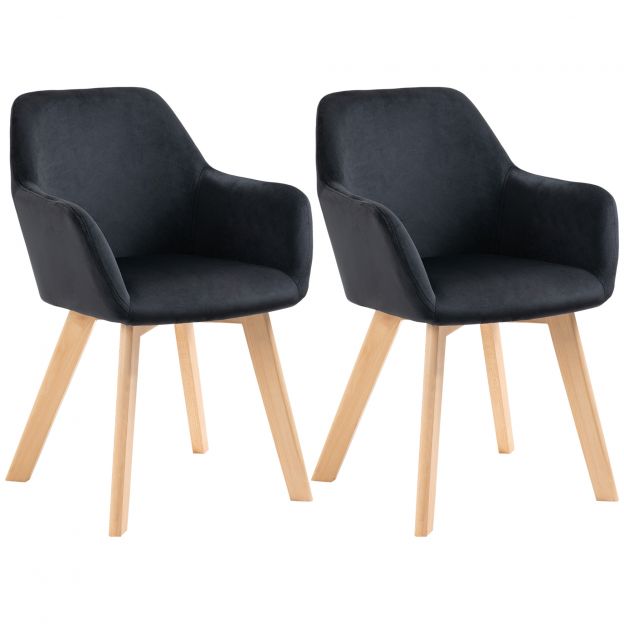 Köögitoolide komplekt 2 tk, ergonoomilised pikendatud käetugede ja seljatoega, kandevõime kuni 120 kg, polüester ja puit, must 54x57x80 cm.