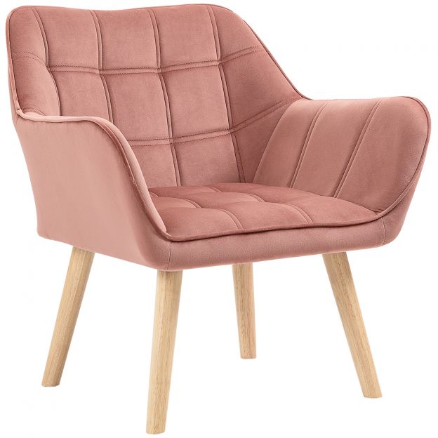 Üksiktool, tugitool, sametise välimusega tugitool, kõrgendatud jalad, skandinaavia polsterdatud tugitool elutuppa, 68,5 x 61 x 72,5 cm| Aosom