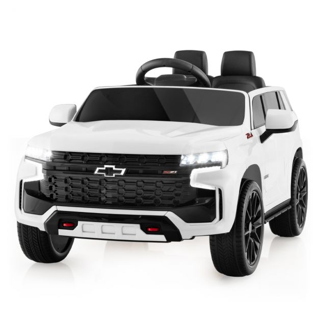Laste Chevrolet elektriauto 2,4G kaugjuhtimispuldiga, vedrustuse, tulede ja muusikaga, valge