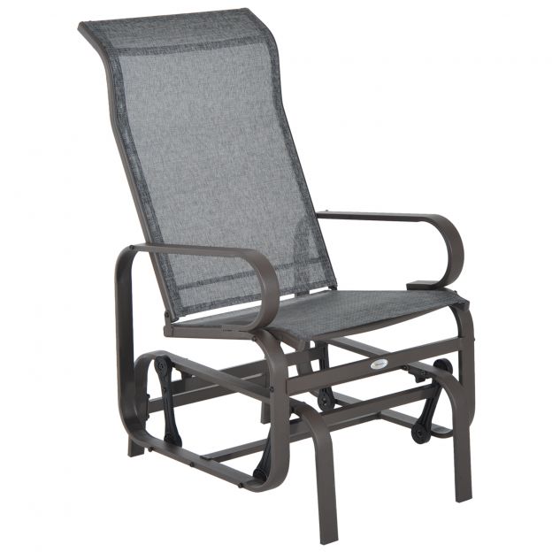 Kiiktool aiamööbel lõõgastustool 60x75x104cm metallist aiakiik terrassile rõdule tekstiiliga.