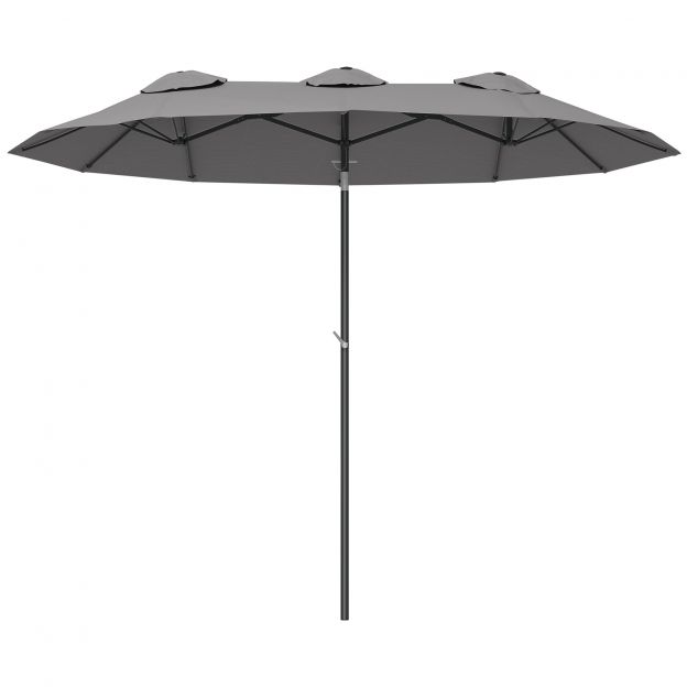 Aia vari 285x147cm turuvari reguleeritava kaldenurgaga, topelt päikesevari, tuulekatus, terrassile, hall| Aosom