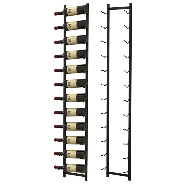 Seinale kinnitatav veiniriiul 12 veinipudeli jaoks, metall, 22 x 13,5 x 145 cm, must