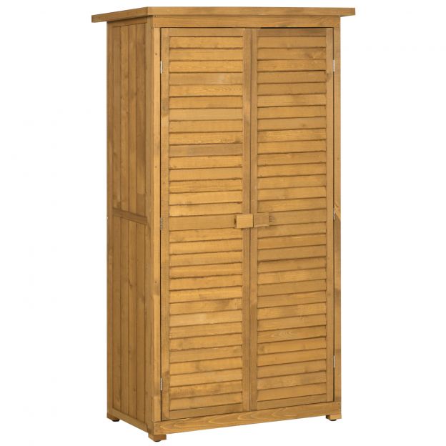 Aialaud puidust tööriistakuur tööriistakapp tööriistakapp aiamaja puumaja kaldkatus lamelluksed kuusepuit 87 x 46,5 x 160 cm